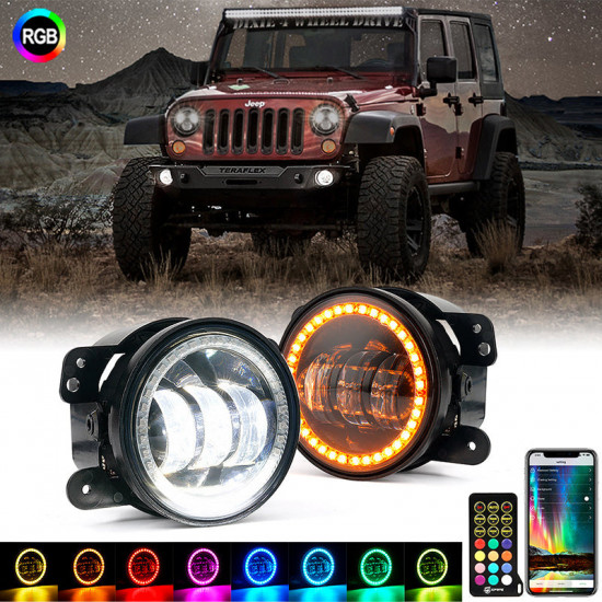 escapade series rgb halo led fog light for jeep wrangler jk, jl & gladiator jt