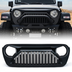 front matte black bumper mesh grill for 2018-2020 jeep wrangler jl and jeep gladiator jt