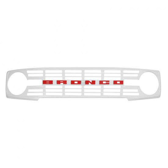 gloss white vintage style front grille with red letter for 2021-later ford bronco