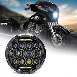 indian motorcycle 7" 75w led projector head light w/ drl	