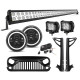 jeep jk - mega bundle, halo headlights, light bar, pod, vader grille