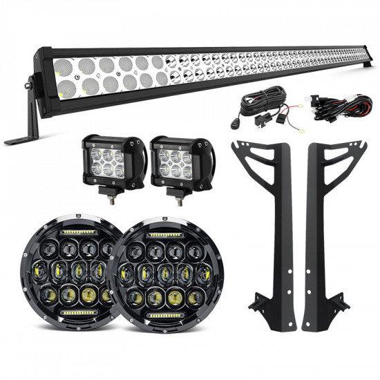 jeep jk - all in package 52'' light bar & led cree headlights & 2 pods and all bracket