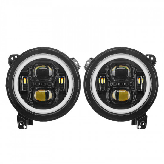 jl mega bundle - 9 inch led halo headlights with turn signals, fogs, tail lights, brake lights for jeep wrangler jl