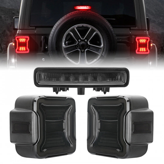 jl mega bundle - 9 inch led rgb halo headlights, rgb fogs, tail lights, brake lights for jeep wrangler jl