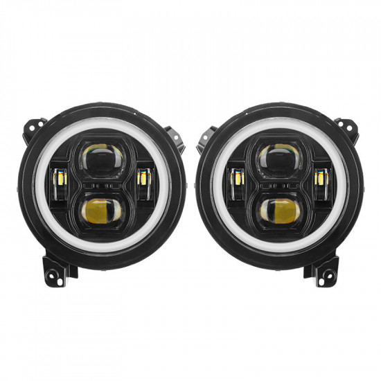 jt mega bundle - 9" led rgb halo headlights, rgb fogs, tail lights for jeep gladiator jt