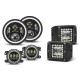 led rgb changing headlights + rgb fog lights + rgb work lights combo for 2007+ jeep wrangler