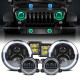 led rgb changing headlights + rgb fog lights + rgb work lights combo for 2007+ jeep wrangler