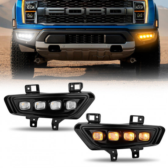 led fog lights with drl & sequential turn signal lights for 2022-2023 ford f150 raptor