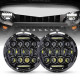 honey comb 7" 75w cree led headlight drl hi/lo beam for 1997-later jeep wrangler