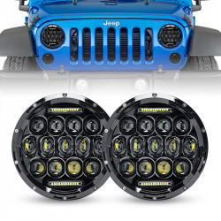 honey comb 7" 75w cree led headlight drl hi/lo beam for 1997-later jeep wrangler	