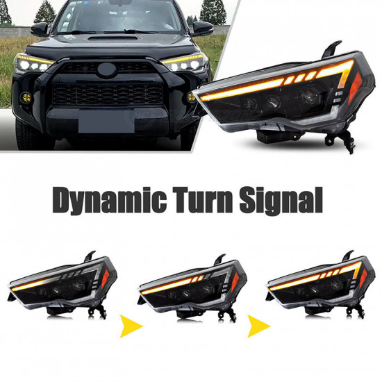 led headlights projector w/start up animation & sequential turn signal for 2010-2024 toyota 4runner