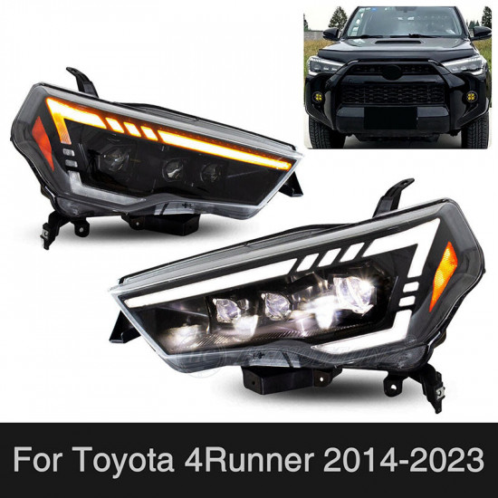 led headlights projector w/start up animation & sequential turn signal for 2010-2024 toyota 4runner