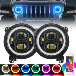 classic multi-function 9" led rgbw headlights for 2018-later jeep wrangler jl and jeep gladiator jt	