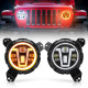 new v type 9” led halo healights with white drl and amber turn signal lights for 2018-later jeep wrangler and jeep gladiator