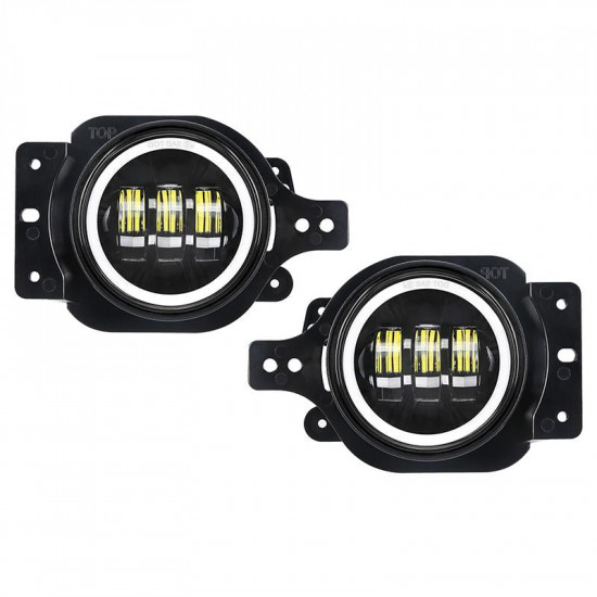 4" round led halo fog light with white daytime running light for jeep wrangler jl jeep gladiator jt 2018-later