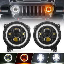 classic 9" halo led headlights with white drl & amber turn signals for 2018-later jeep wrangler jl and jeep gladiator jt