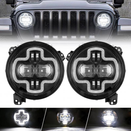 newest 9" led halo headlights with drl for 2018+ jeep wrangler jl and jeep gladiator jt