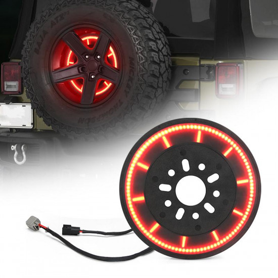 smoked 14" cyclone series 3rd spare tire led brake light for 07-18 jeep wrangler jk