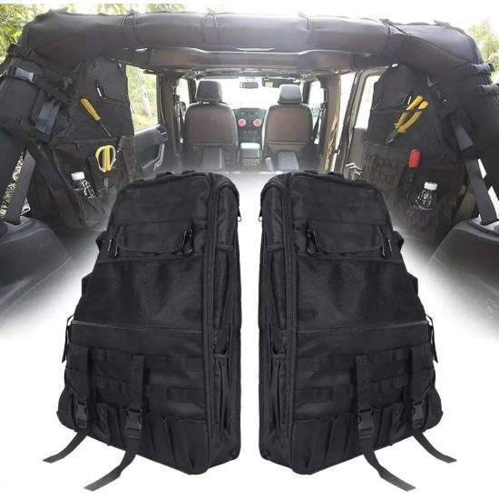 rear roll bar jeep storage bags with with multi-pockets & organizers for 1997-2023 jeep wrangler bag jk jl tj lj