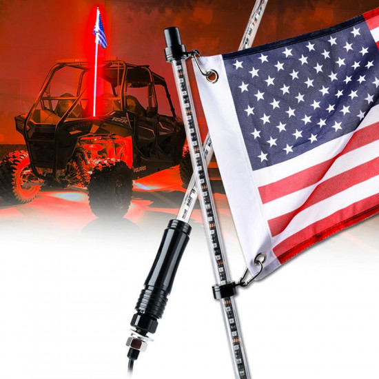 5ft single 7 color led flag pole safety antenna whip lights