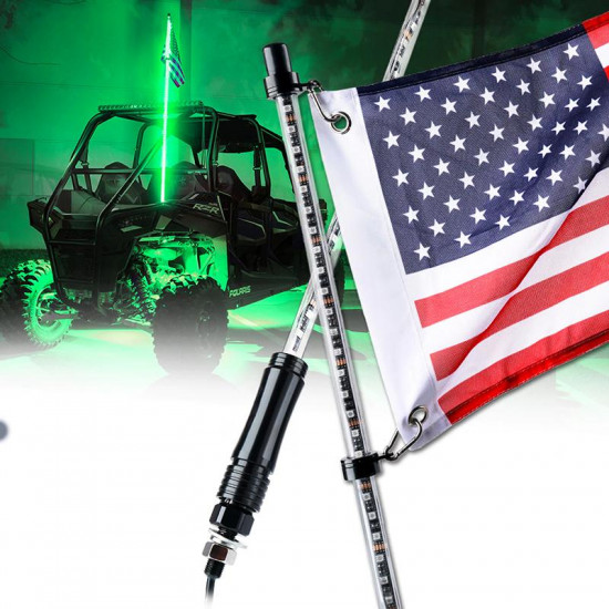 5ft single 7 color led flag pole safety antenna whip lights