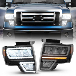 reflective bowl led headlights with drl for ford f150 pickup 2009,2010,2011,2012,2013,2014