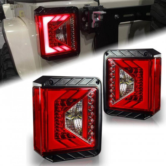 rival series led taillights with red lens for 2007 - 2018 jeep wrangler jk jku