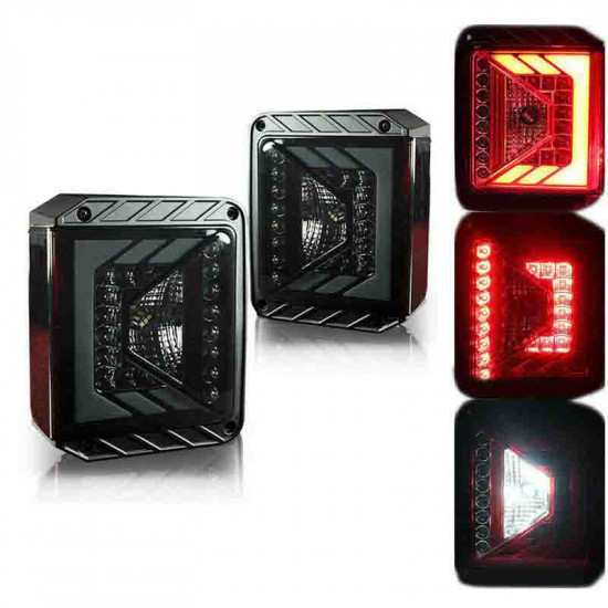 rival series led taillights with smoke lens for 2007 - 2018 jeep wrangler jk jku