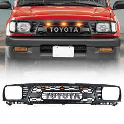 roxmad trd pro style front grill with toyota letter & raptor lights for 1995-1997 toyota tacoma