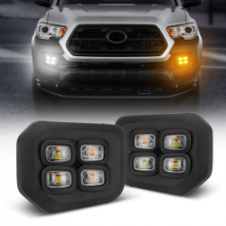 roxmad 4 eyes style led fog lights with amber turn signal lights for 2016-later toyota tacoma