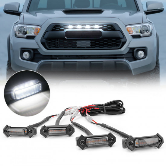 roxmad smoked amber/white led grill raptor lights kit for 2016-2023 trd pro toyota tacoma