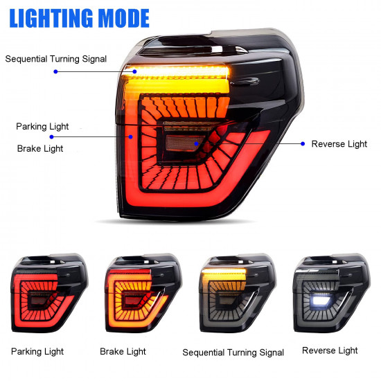 sequential led tail lights assembly for 2014-later toyota 4runner