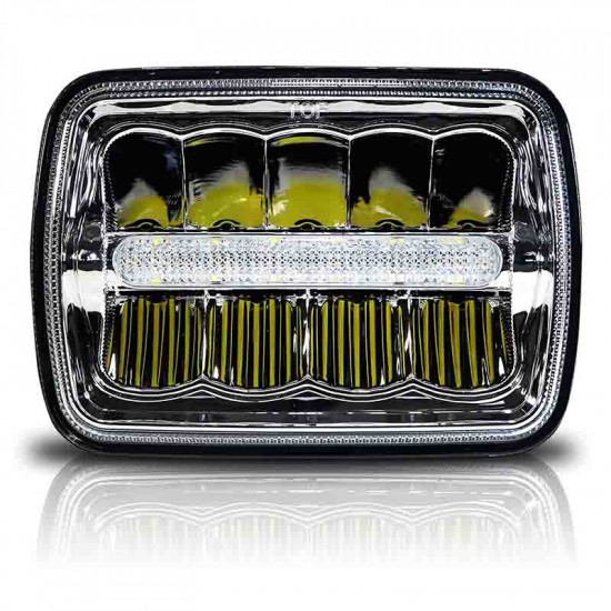 square led headlight 7x6 5x7 chrome reflector sealed beam replacement