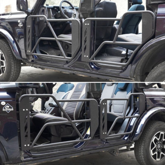 beast style bronco tube doors half doors with side view mirror for 2021-2023 ford bronco 4 doors