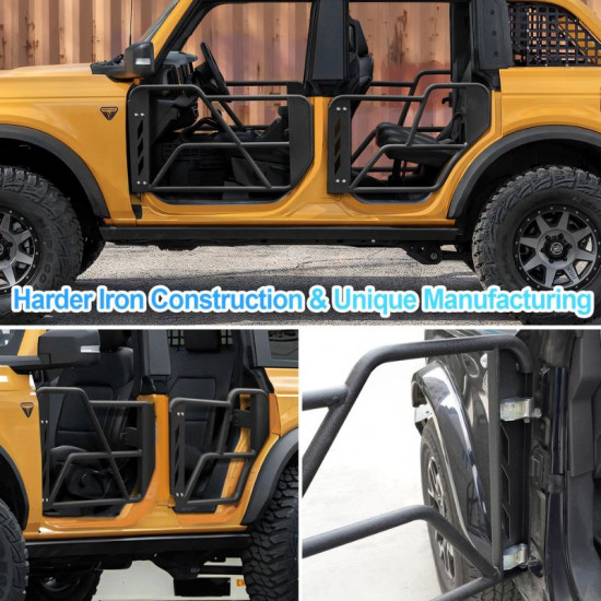 beast style bronco tube doors half doors with side view mirror for 2021-2023 ford bronco 4 doors