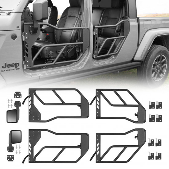 tough style jeep tube doors with side view mirror for 2018-2023 wrangler jl jlu & gladiator jt