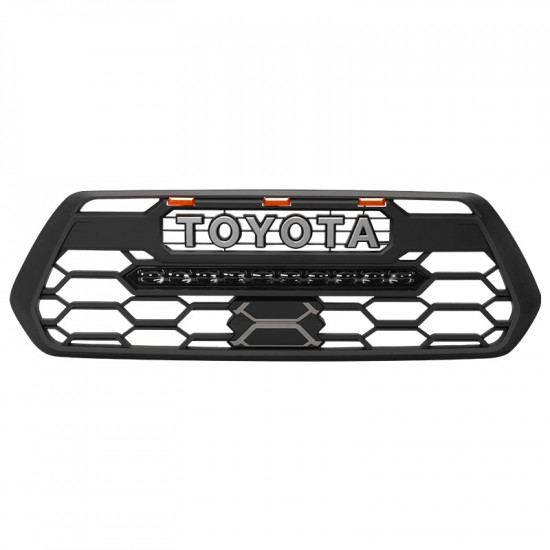 roxmad trd pro style grill with led light bar for 2016-later toyota tacoma