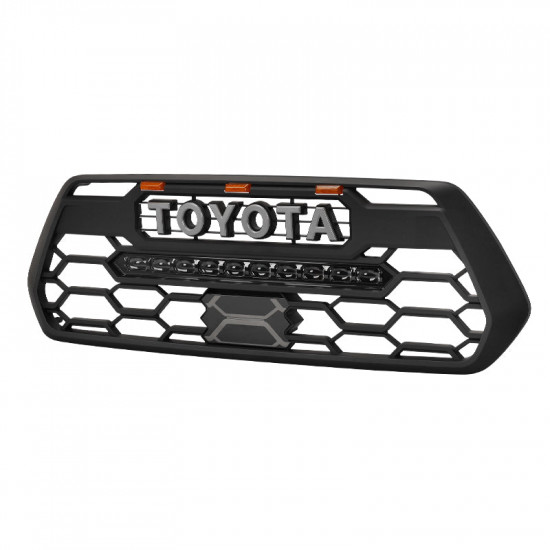 roxmad trd pro style grill with led light bar for 2016-later toyota tacoma