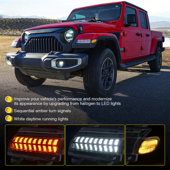 turn signal & daytime running light for 2018-later jeep wrangler jl/jlu gladiator jt