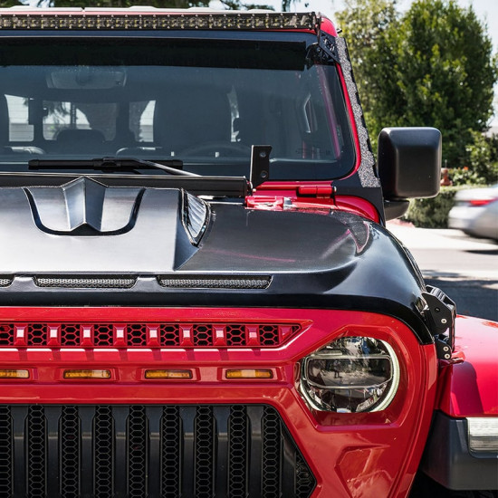 usa only unleash series hood with functional air vents for 2018+ jeep wrangler jl and gladiator jt