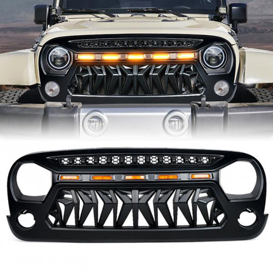 usa only venom series replacement grille with led running lights for jeep wrangler 2007-2018 jk