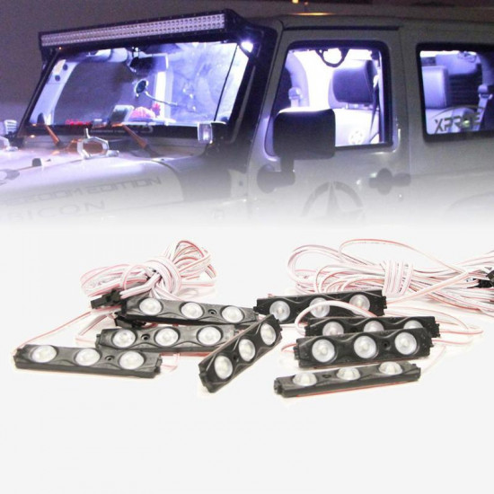 white 8 led rock light pods truck bed lighting kit w/ switch